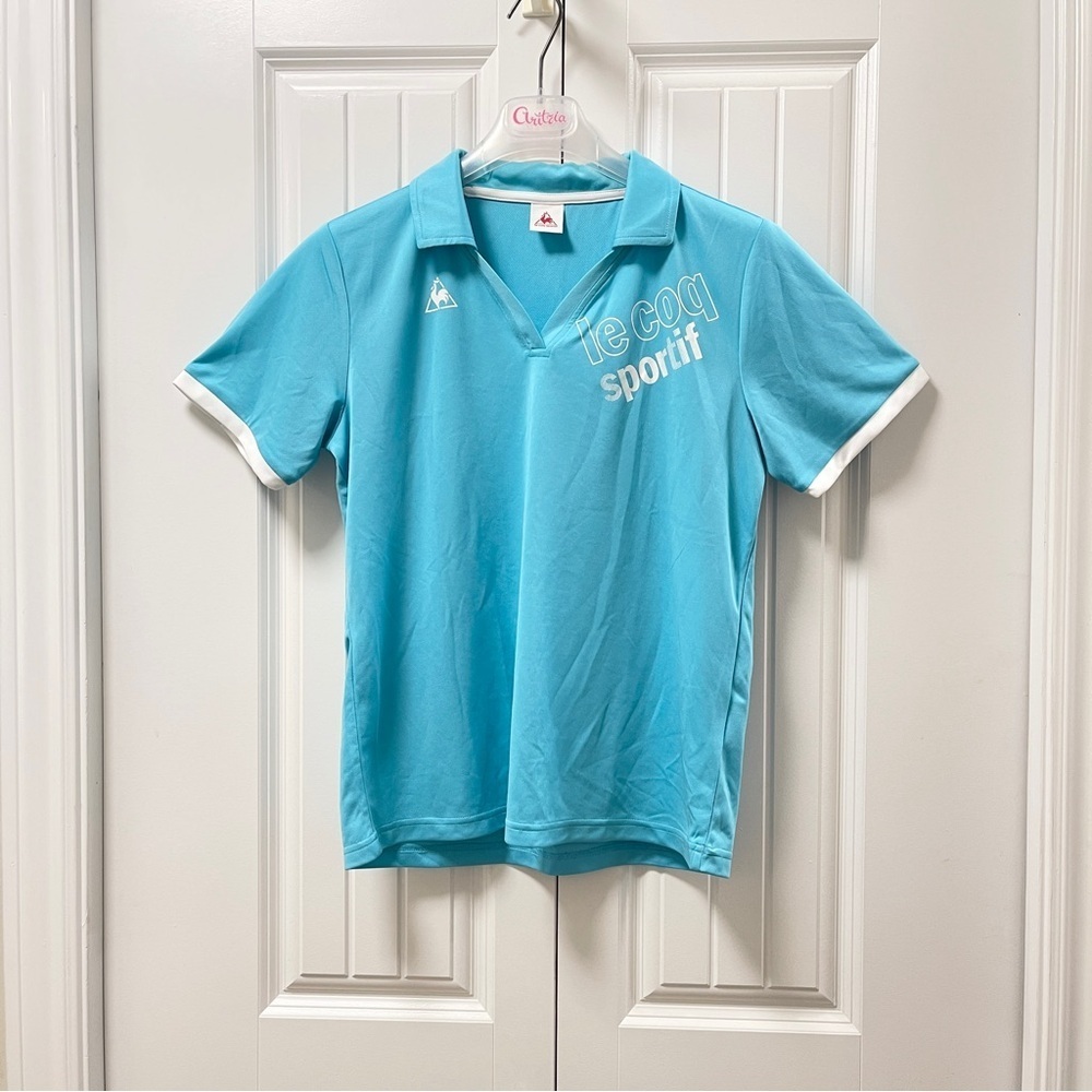 NWOT Le Coq Sportif Blue V-Neck Polo - Picture 3 of 11